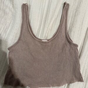 Garage Brown Ribbed Crop Tank Top